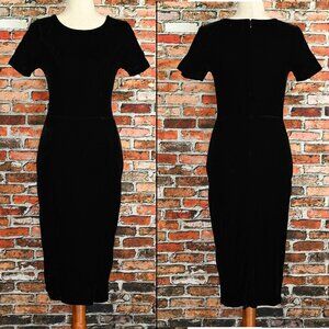 Black Velvet UNIQUE VINTAGE Short Sleeve Pencil Dress - M